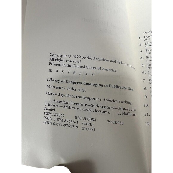 Harvard Guide To Contemporary American Writing By Daniel Hoffman -1979 Paperback - Picture 9 of 11